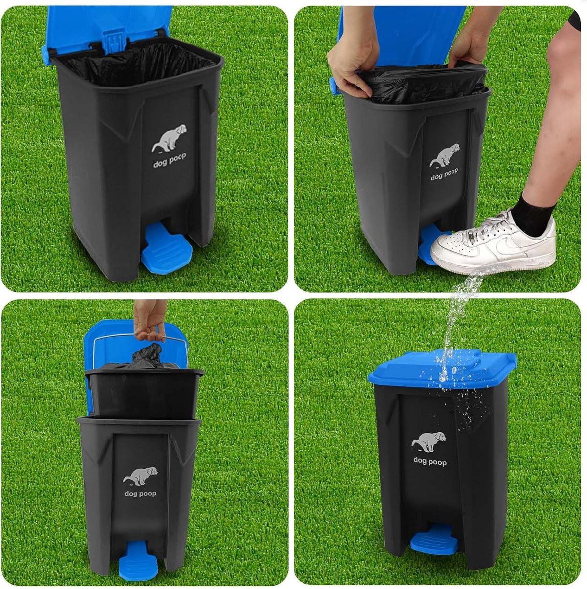 Dog Poop Trash Can Outside, 20L/5Gallon Dog Waste Trash Can with Lid, Pedal and Removable Inner