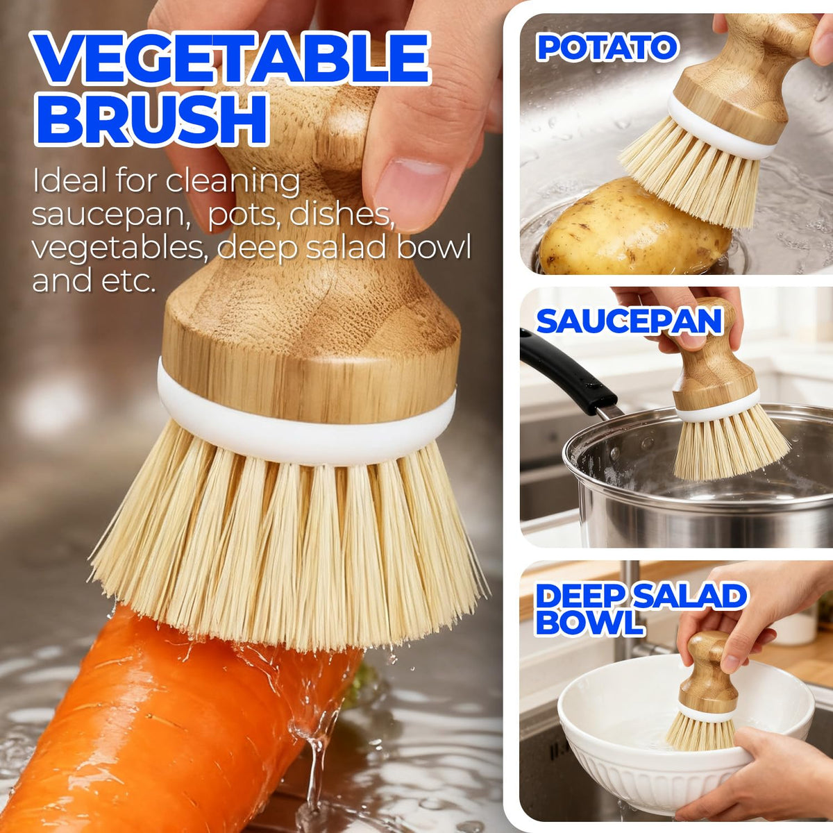 Holikme 6 Pack Dish Brush with Bottle Brush Scrub Brush Straw – view 2