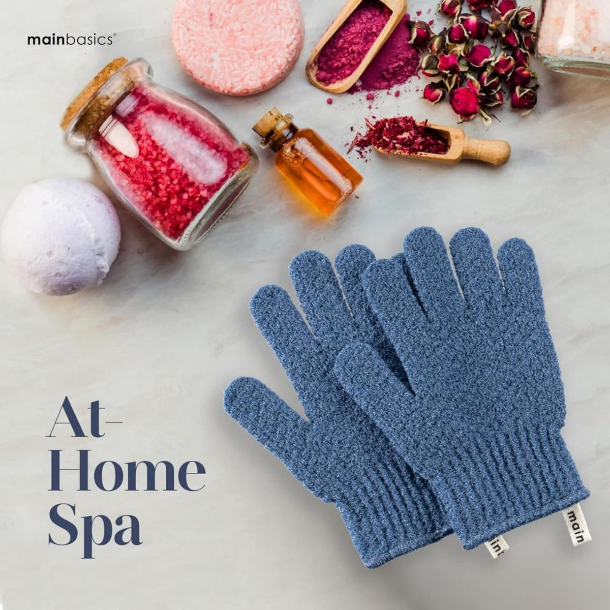 MainBasics Deep Cleansing Exfoliating Bath Gloves - Heavy-Textured Nylon Shower Scrub for Dead Skin