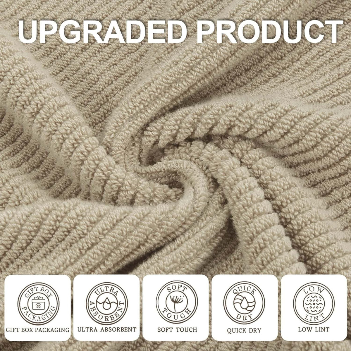 VOOVA & MOVAS Beige Face Cloths, (6PC, 13"x13") - 100% Cotton | Lightweight | Thick | Quick Dry |