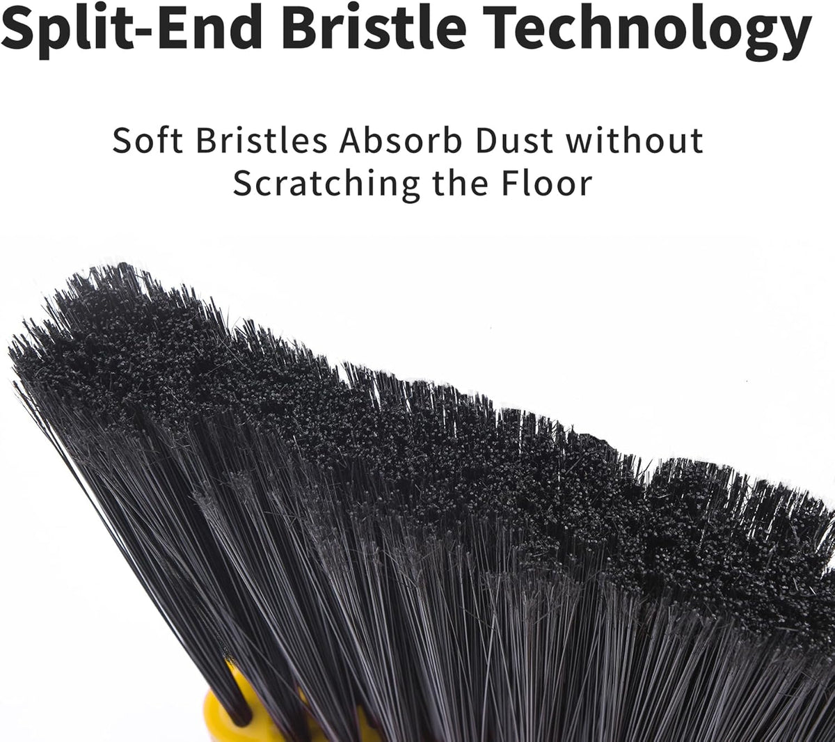 Broom with Dustpan Combo Set, Brooms and Dustpans Sets with 51'' Long Handle, Large Dust Pan and