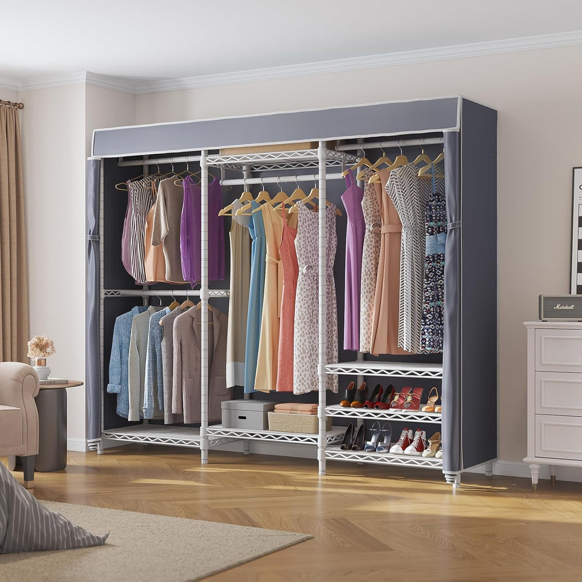 VIPEK V5C Portable Bedroom Armoires Wardrobe Closet with Cover, Heavy Duty Covered Clothes Rack