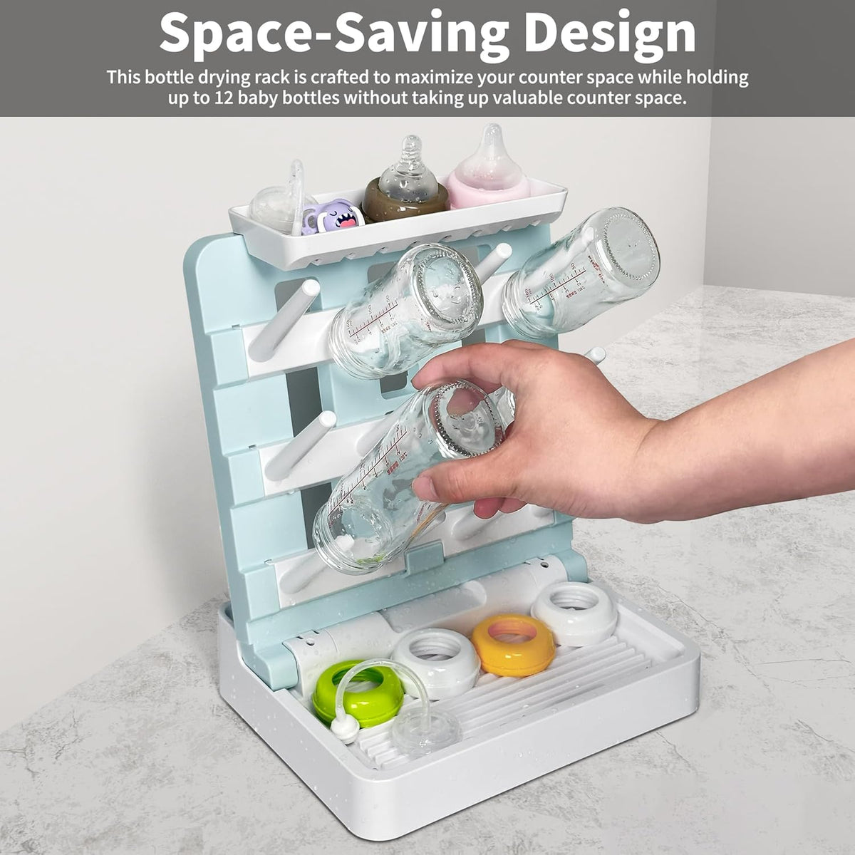 Baby Bottle Drying Rack, Vertical Standing Bottle Dryer Rack Holder-Space Saving Baby Bottle Drying