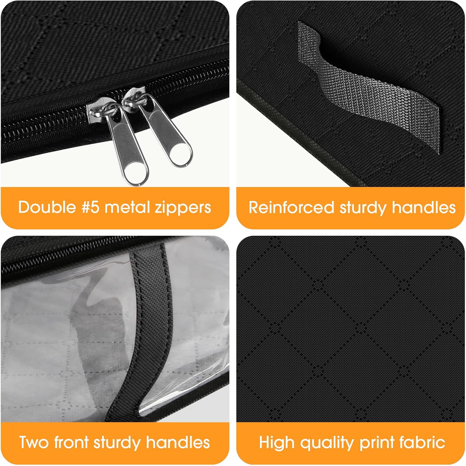 StorageRight Under Bed Storage Bins, 6-Pack 40L Foldable Fabric Storage Bags with Transparent