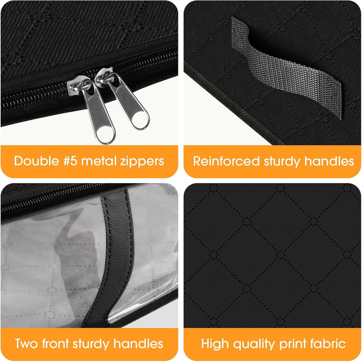 StorageRight Under Bed Storage Bins, 3-Pack 40L Foldable Fabric Storage Bags with Transparent
