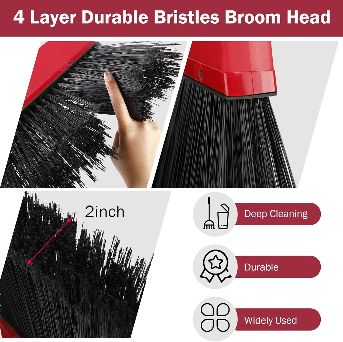 8 Pcs Outdoor Broom for Floor Cleaning 54 Inch Commercial Heavy Duty Broom Long Handle Kitchen
