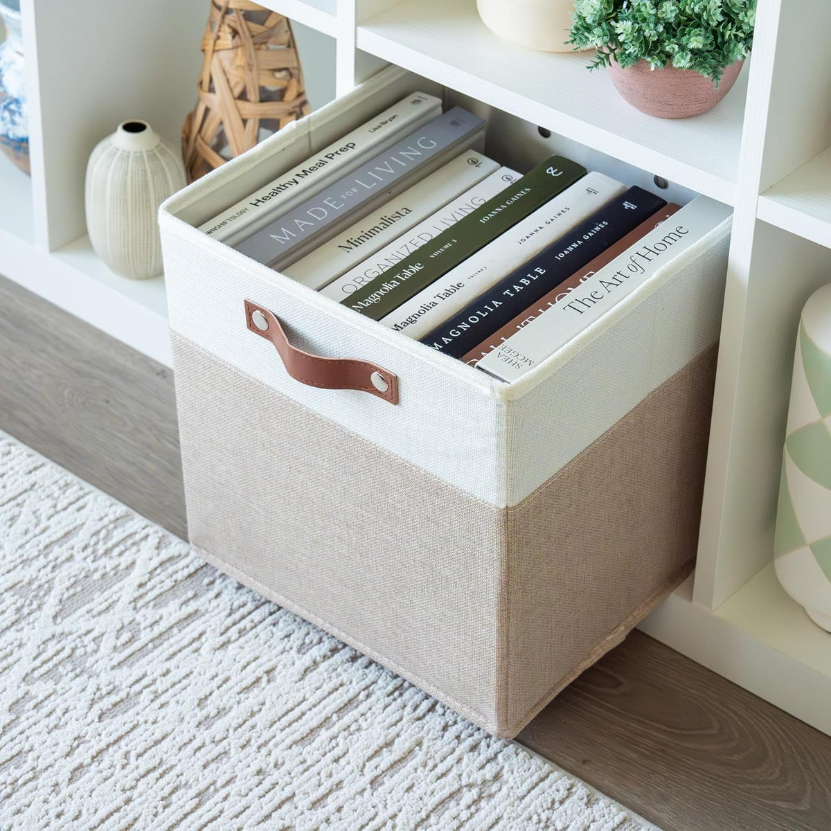 OrganiHaus 11x11 Fabric Cubes Storage Bins Set of 4, Foldable Collapsible Fabric Storage Bins for