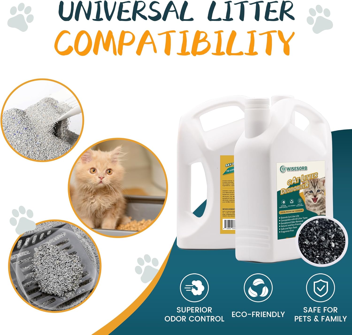 Cat Litter Deodorizer - 4Lb Activated Carbon Litter Box Odor Eliminator Absorber Unscented, Cat