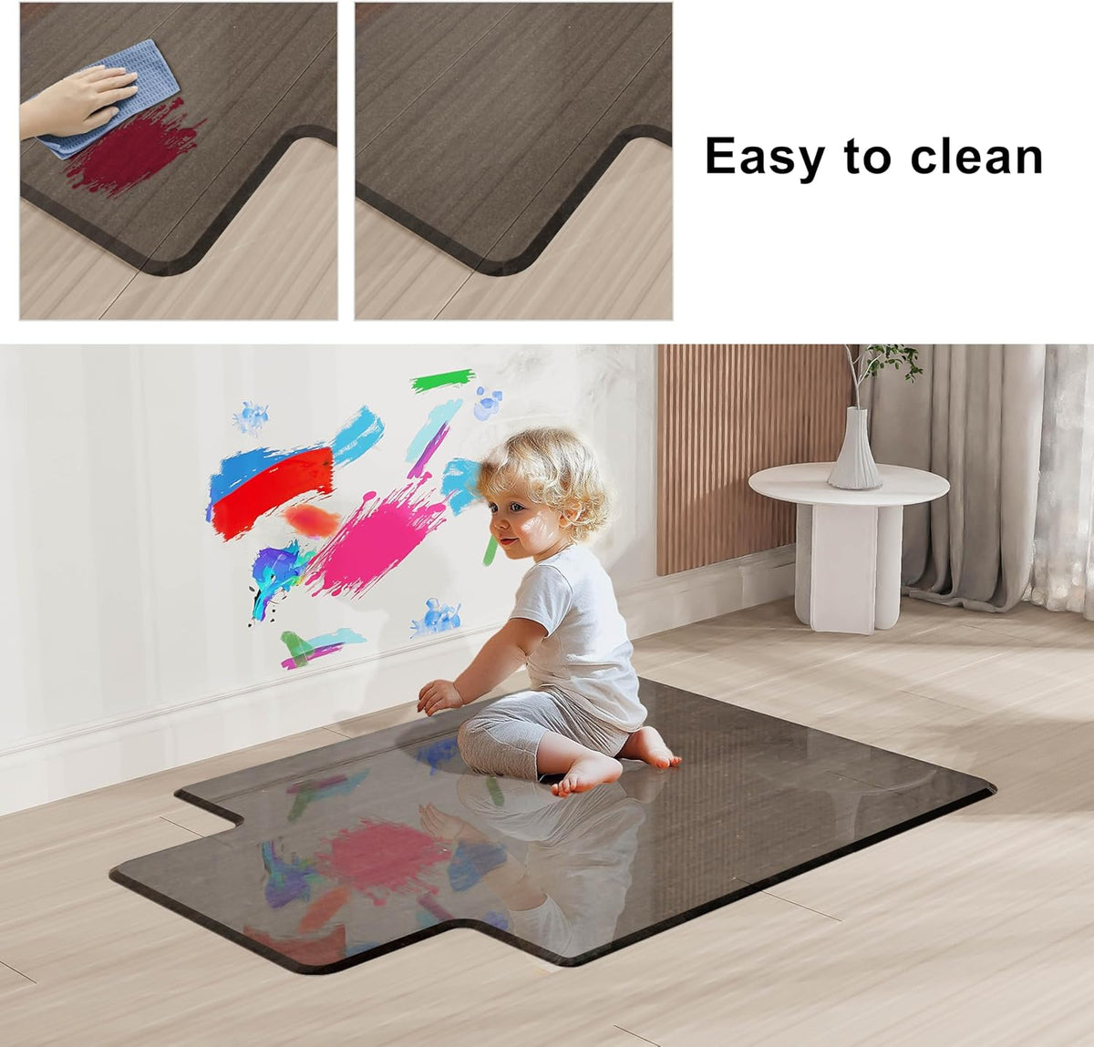 Beveled Edge Irregular Office Chair Mat with Lip for Carpet or Hardwood Floor Crystal Gray 36" x