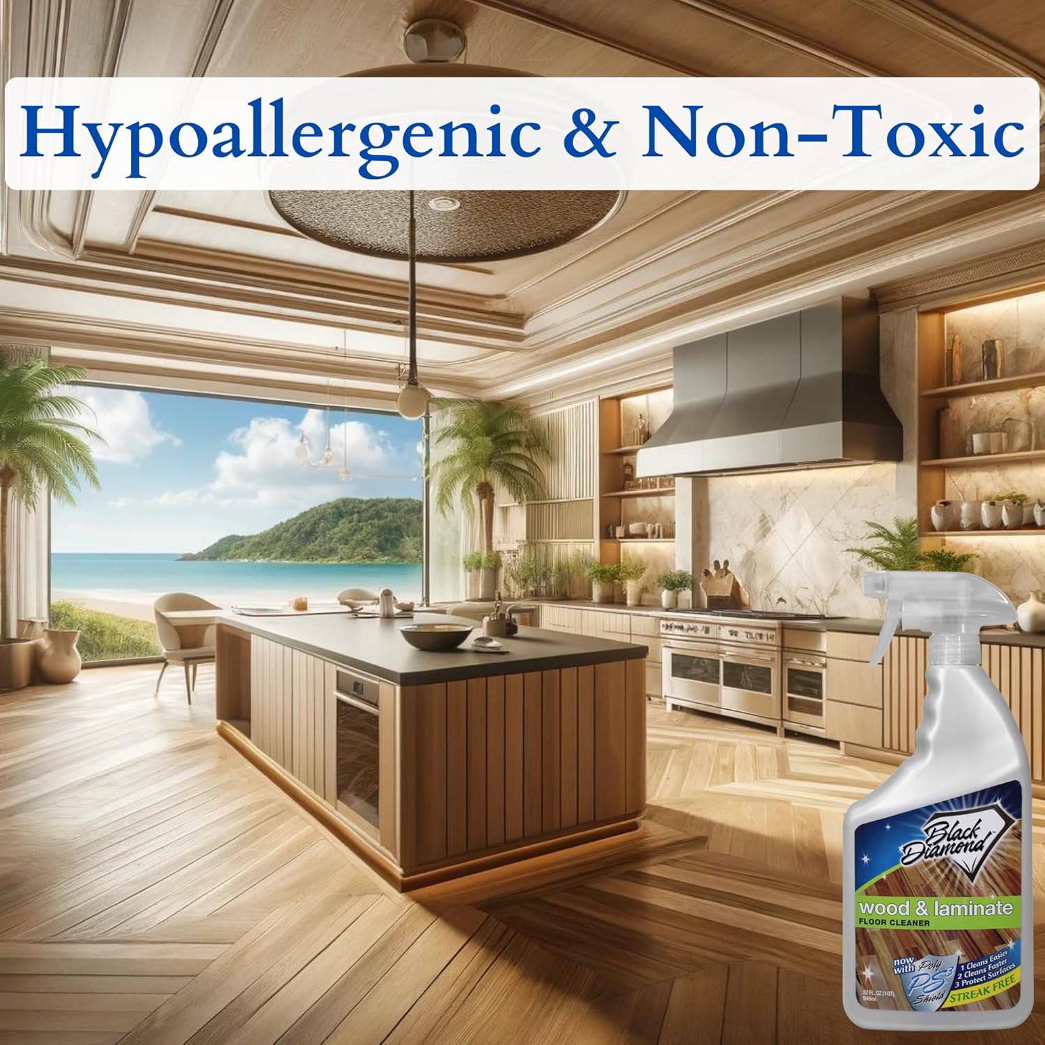 Black Diamond Stoneworks Wood & Laminate Floor Cleaner- Ready to Use Non-Toxic No-Rinse Formula