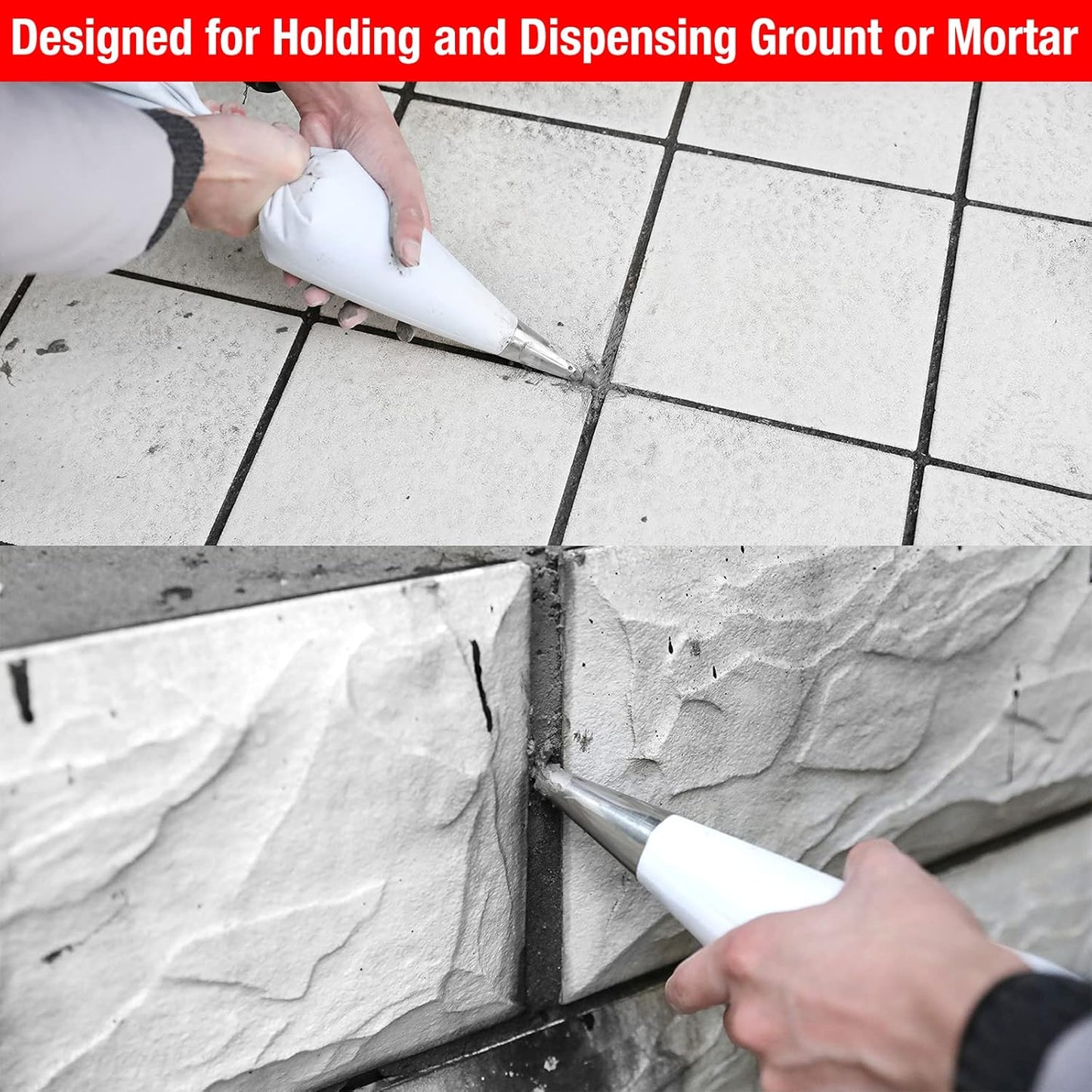 Goldblatt 4 Pieces Tile Grout Masonry Mortar Bag Set, Includes 3 Pieces Tear Puncture Resistant