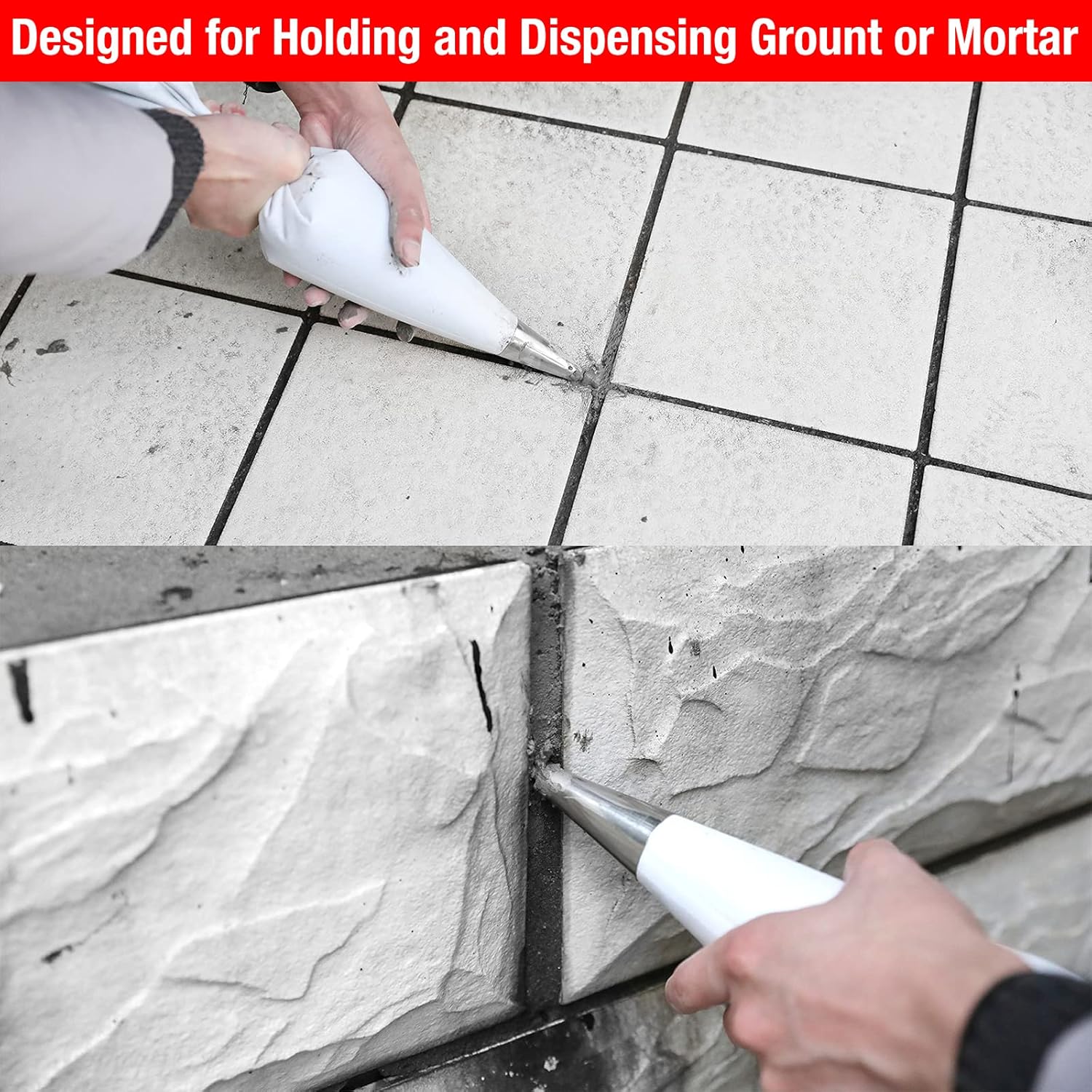 Goldblatt 4 Pieces Tile Grout Masonry Mortar Bag Set, Includes 3 Pieces Tear Puncture Resistant