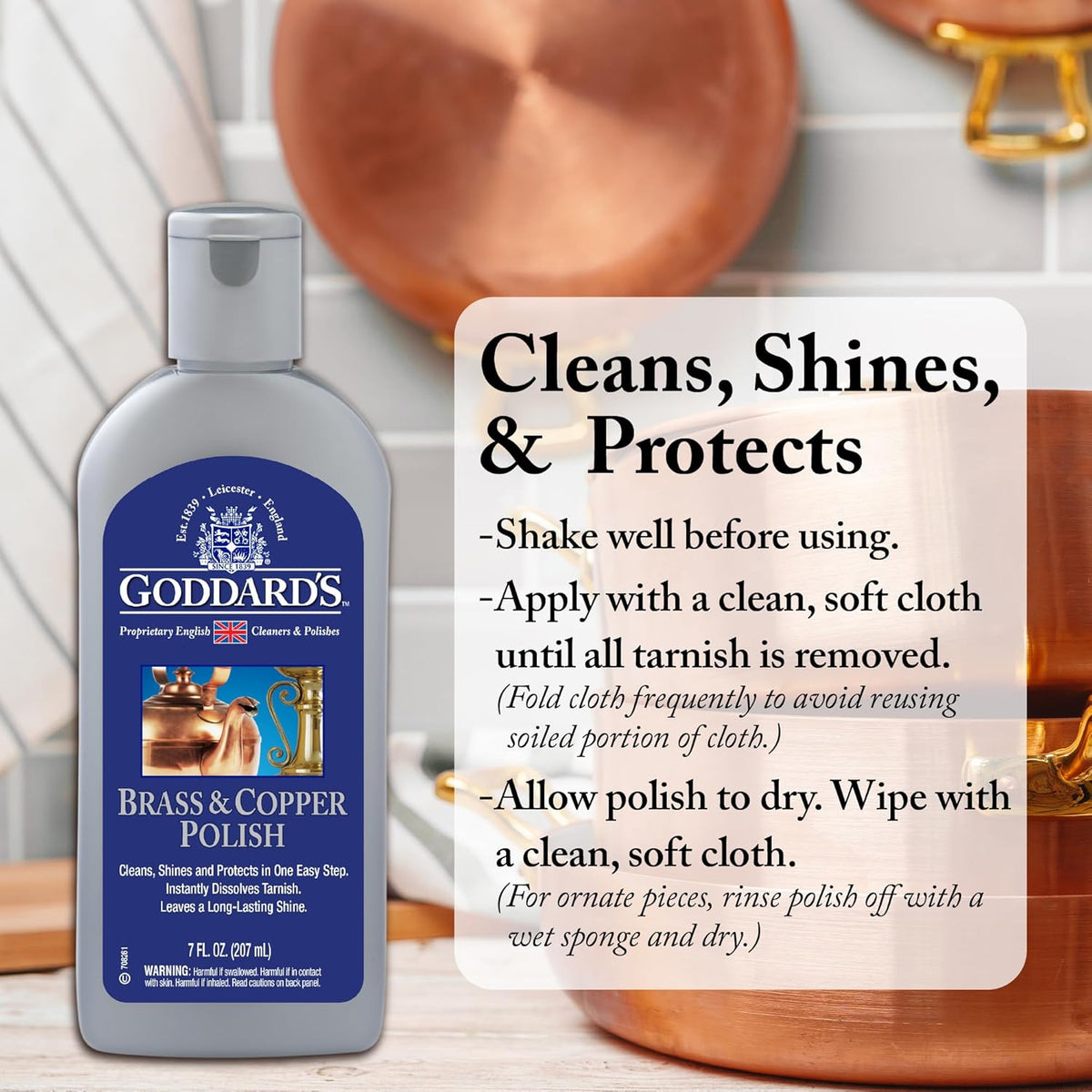 Goddard’s Copper & Brass Polish, Copper Cleaner & Brass Cleaner for Long-Lasting Shine, Metal
