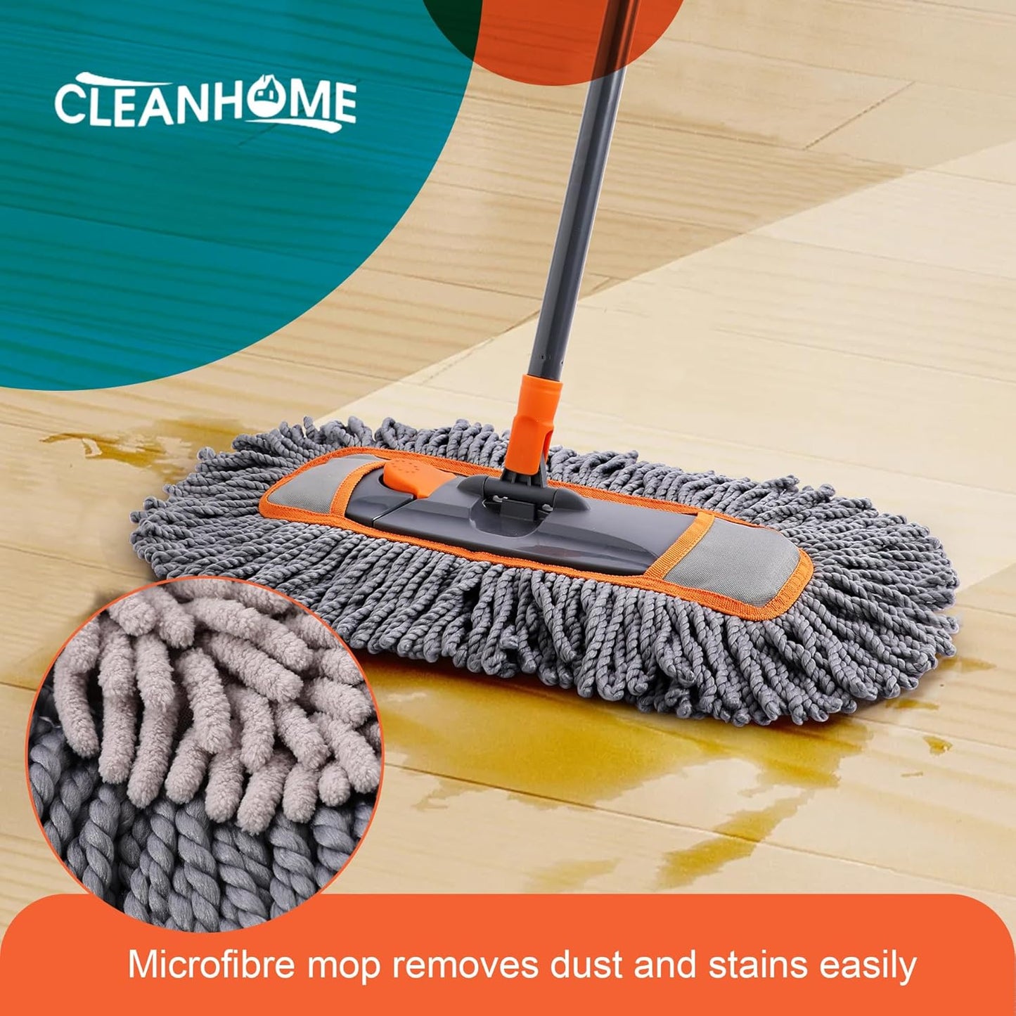 Microfiber Dust Mop for Hardwood Floor Cleaning, Dry and Wet Baseboard and Floor Duster, Household
