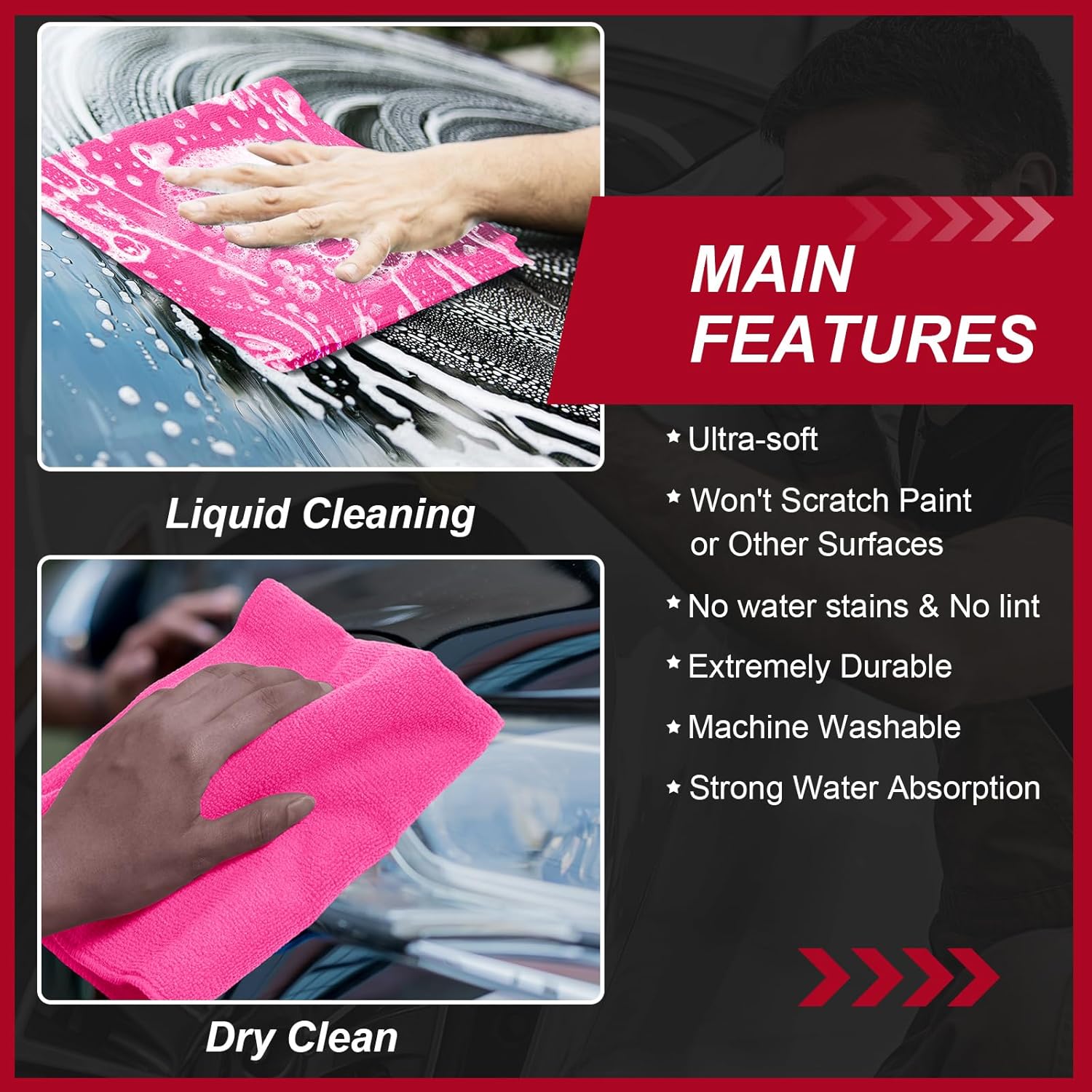 200 Pcs Microfiber Cleaning Cloth 16x16 Inch Microfiber Towels for Car Ultra Absorbent Cleaning
