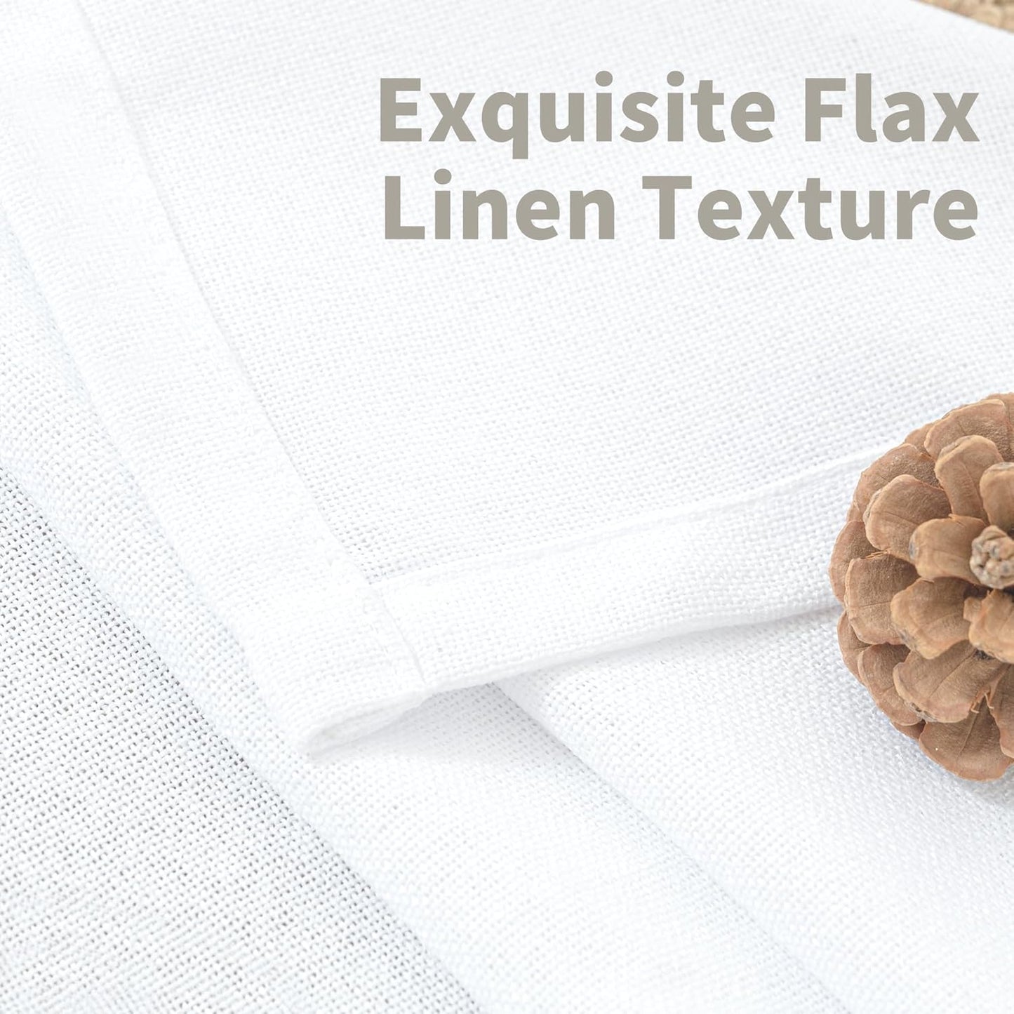 YoungsTex White Linen Curtains 78 Inch Length for Living Room, Light Filtering Semi Sheer Window