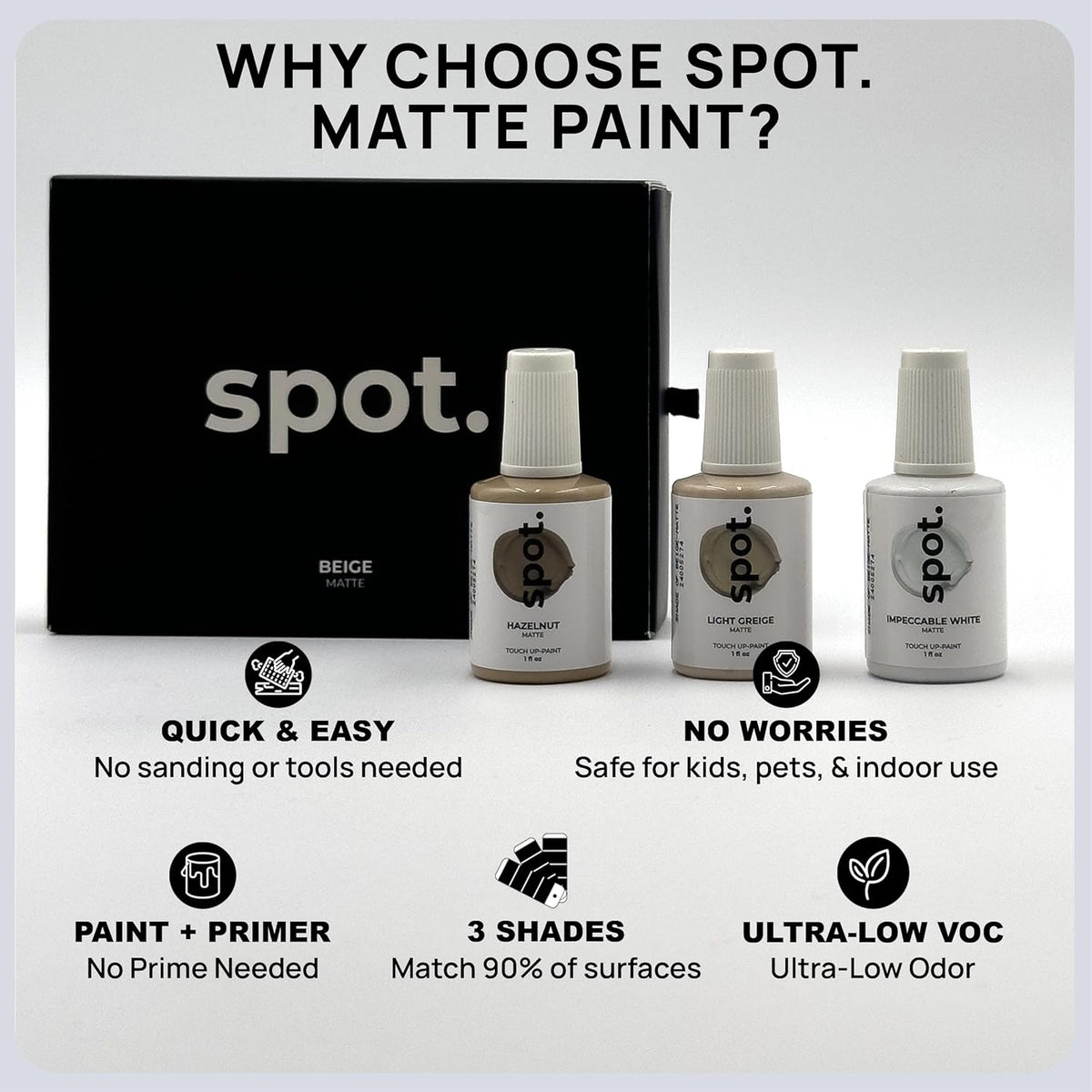 spot. Touch-Up Paint | Matte Finish for Cabinets, Walls, Doors & Furniture | Multi-Tone Beige