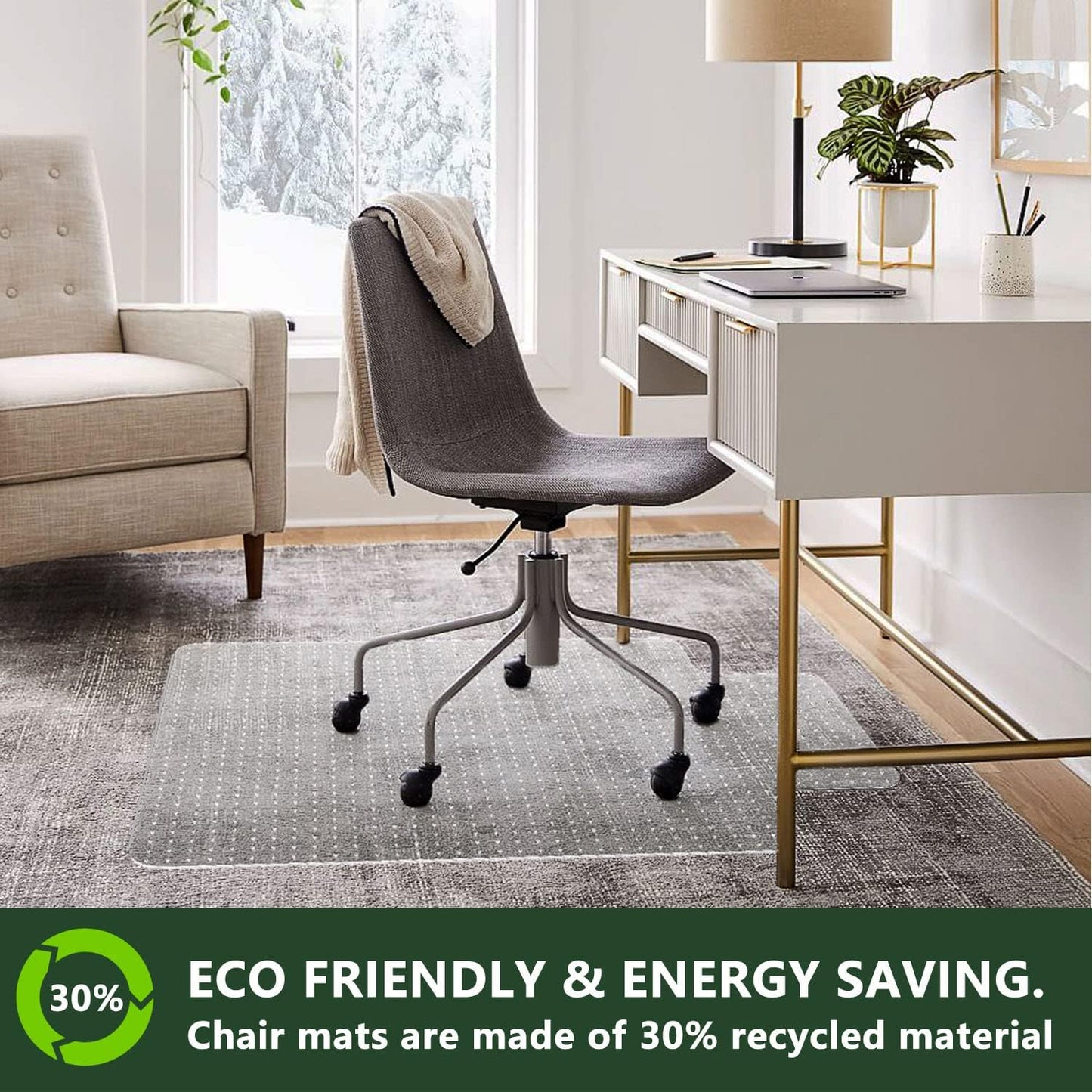 FuturHydro Desk Chair Mat for Flat to Low Pile Carpets, 45" x 53" Clear Office Home Floor Protector