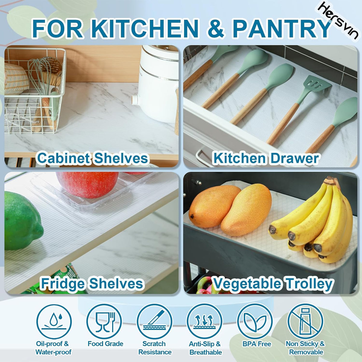 Shelf Liners 24 in x 20 ft EVA Drawer Mats, Non-Adhesive Cupboard Protector, Kitchen Cabinet Lining