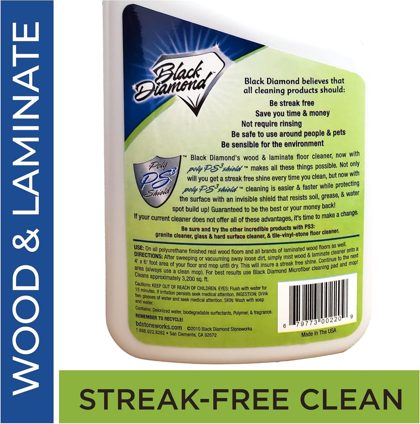 Black Diamond Stoneworks Wood & Laminate Floor Cleaner- Ready to Use Non-Toxic No-Rinse Formula