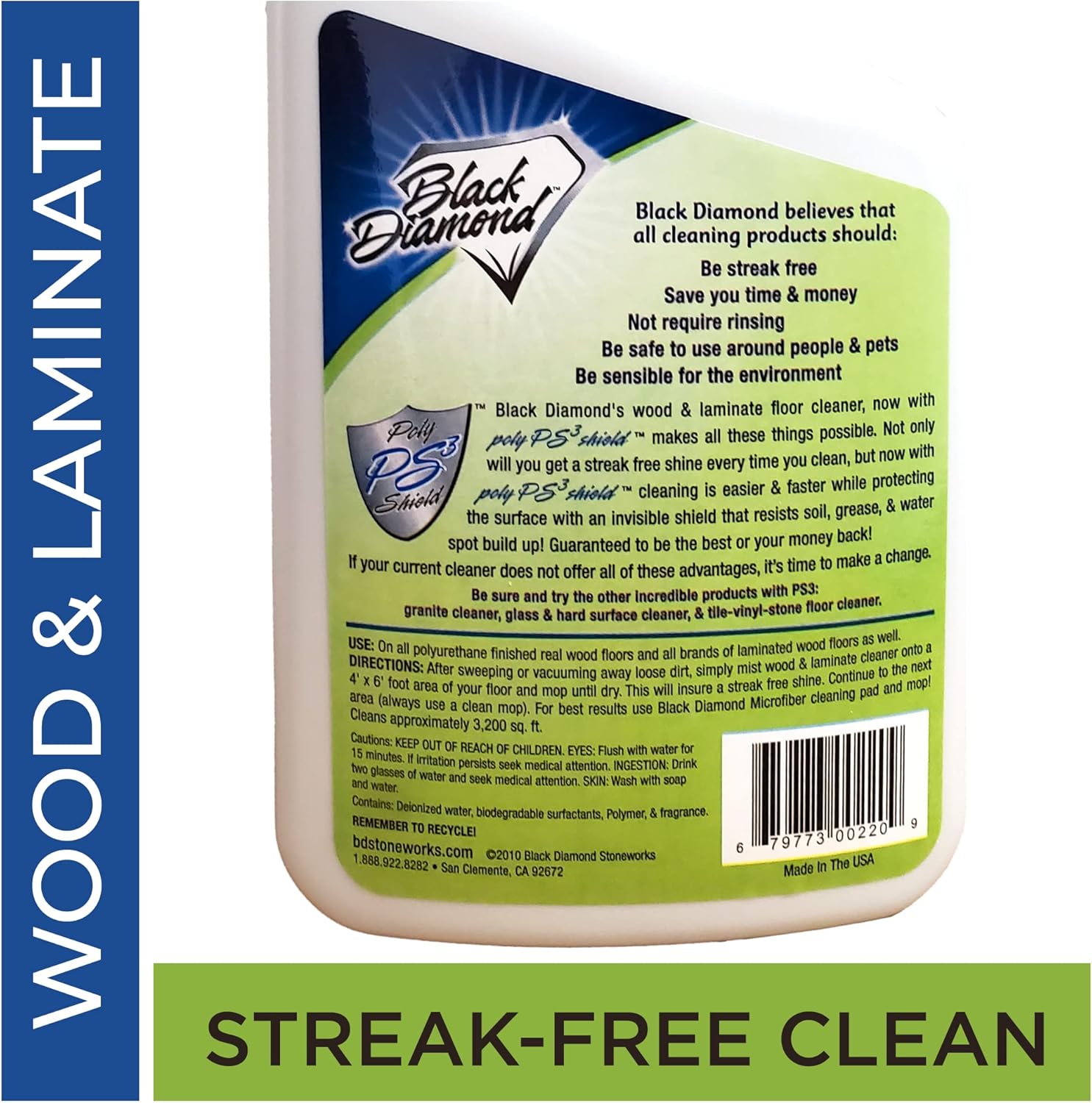 Black Diamond Stoneworks Wood & Laminate Floor Cleaner- Ready to Use Non-Toxic No-Rinse Formula