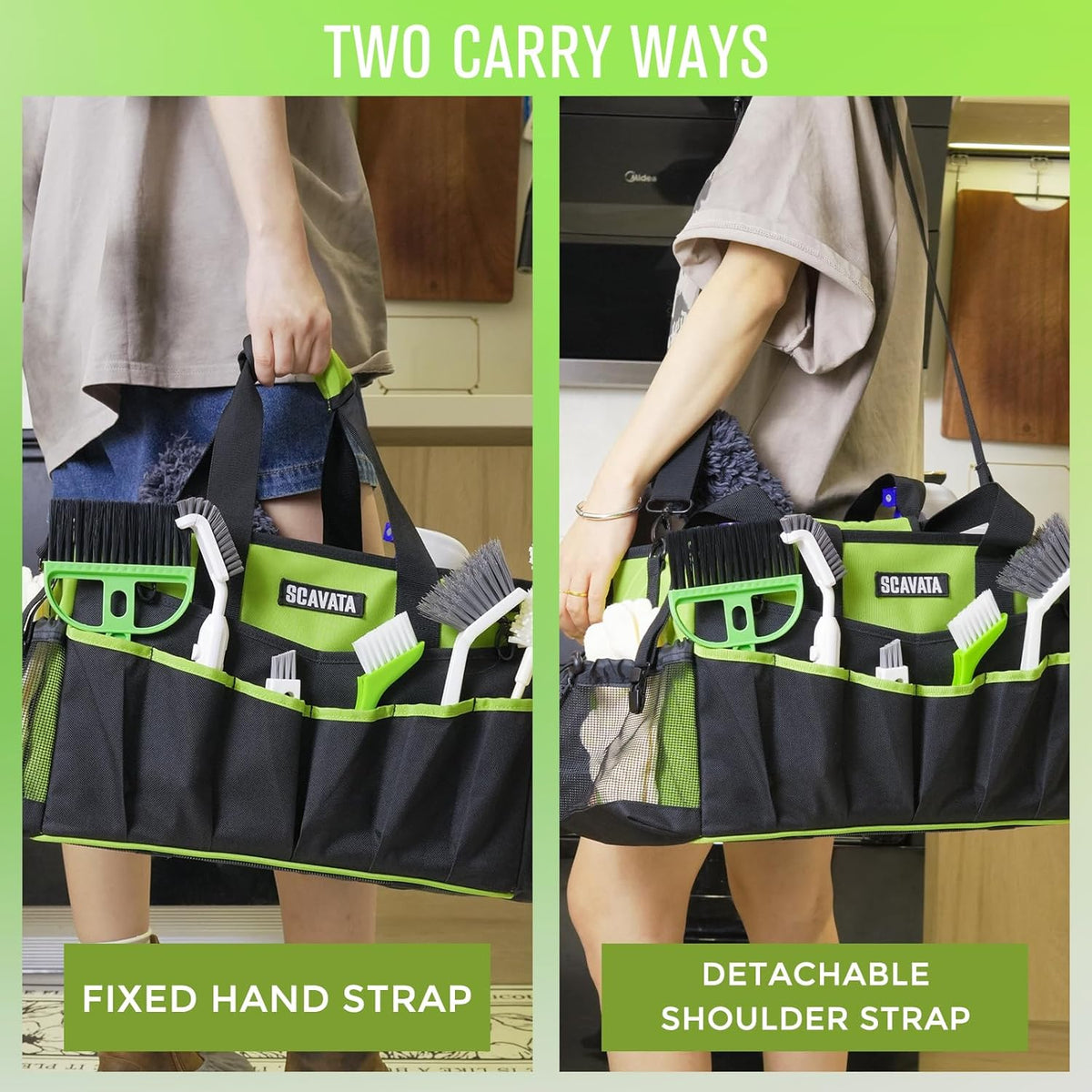 Wearable Cleaning Caddy Bag, Cleaning Caddy Supplies Organizer with Handle & Shoulder Straps for