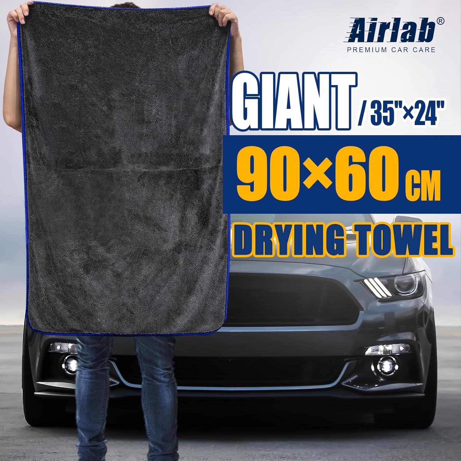 Airlab Microfiber Towels for Cars Wash Drying Extra Large Super Absorbent Cleaning Cloth Auto