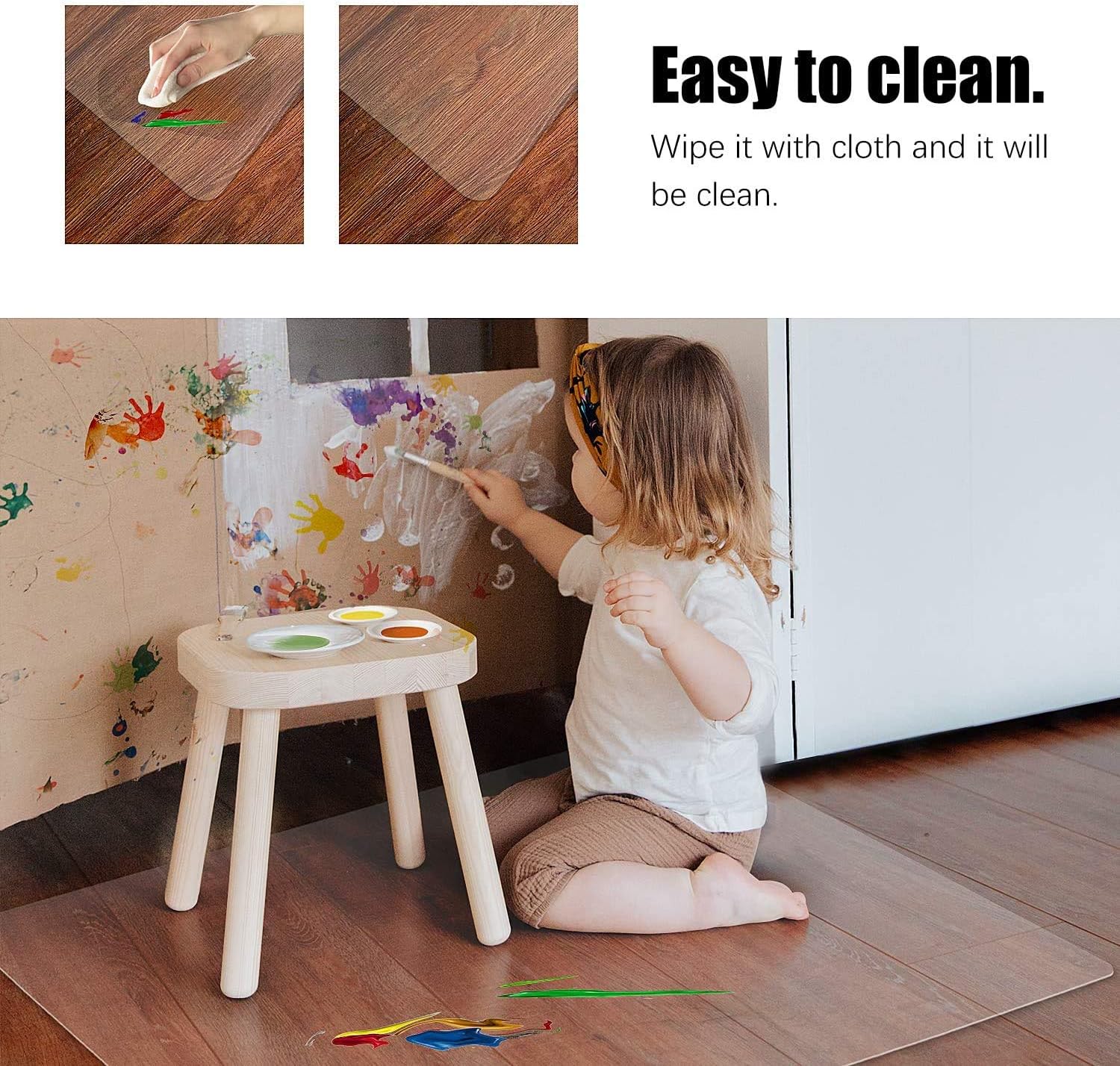 Kuyal Clear Chair mat for Hardwood Floor 44 x 58 inches Transparent Floor Mats Wood/Tile Protection