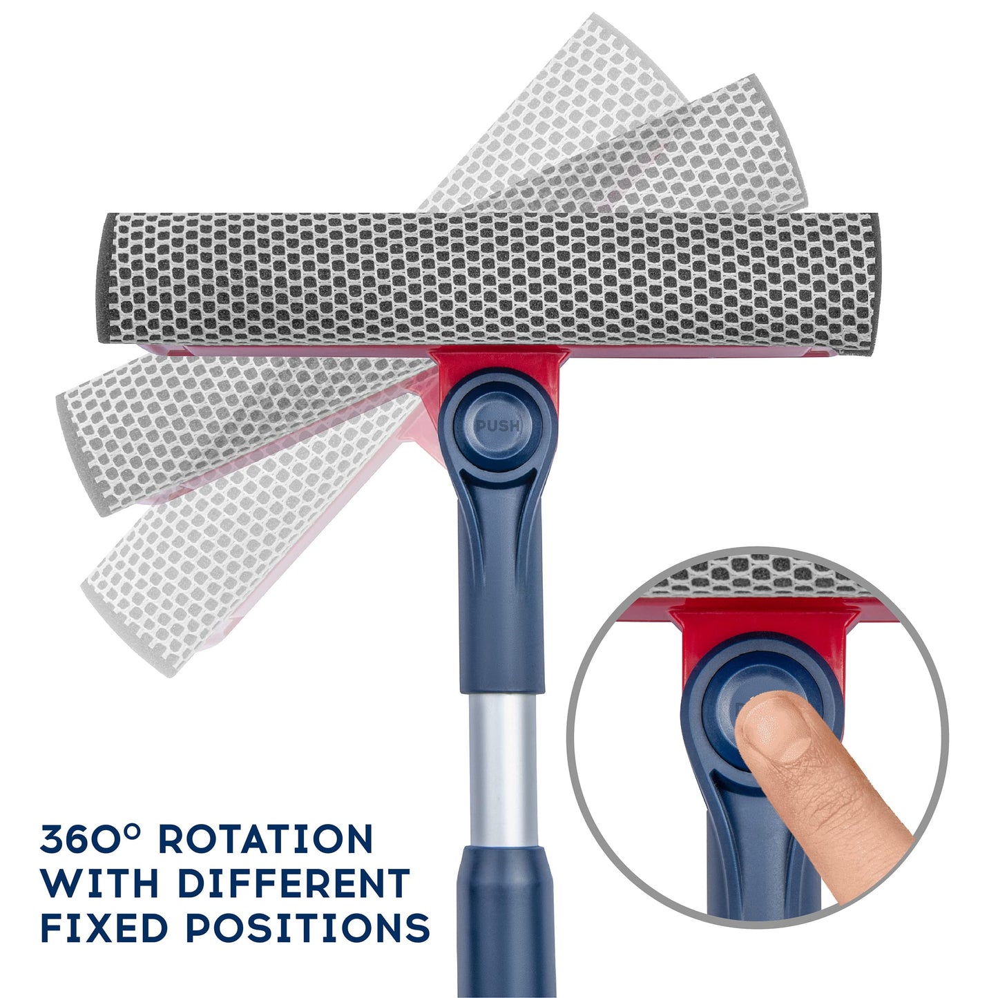 DSV Standard Professional Window Squeegee | 2-in-1 Window Cleaner Sponge and Soft Rubber Strip With