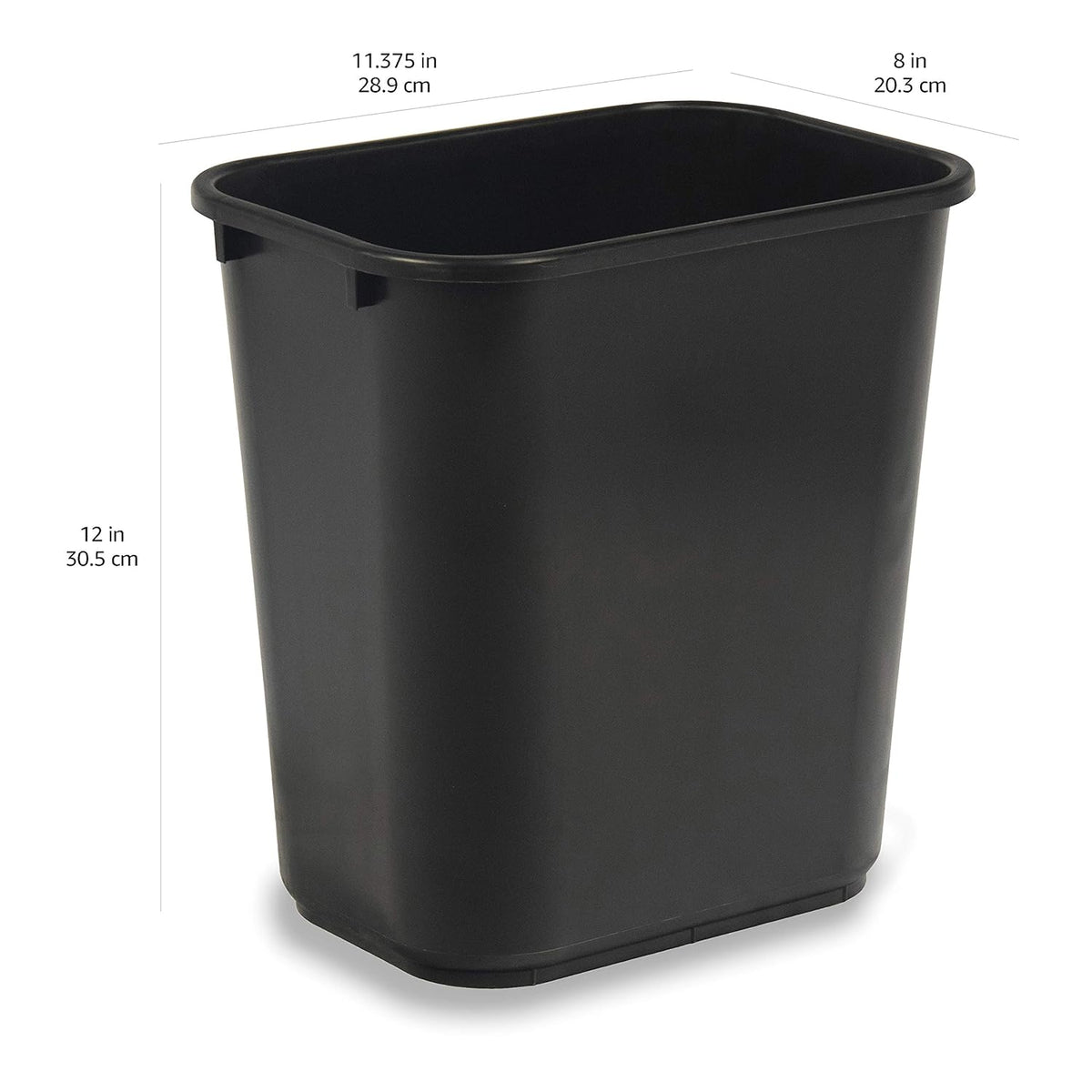 Amazon Basics Small Trash Can, Rectangular Commercial Office Wastebasket, 3 Gallon (Pack Of 2)