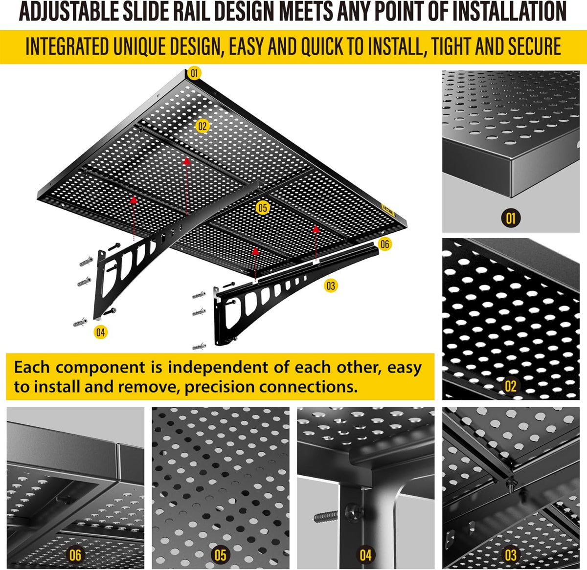 2-Pack 2x3ft Adjustable Garage Wall Shelving 560lbs Load Capacity Heavy Duty Wall Mounted Storage