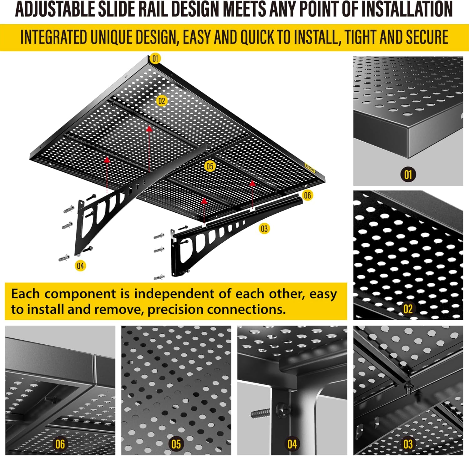 2-Pack 2x3ft Adjustable Garage Wall Shelving 560lbs Load Capacity Heavy Duty Wall Mounted Storage
