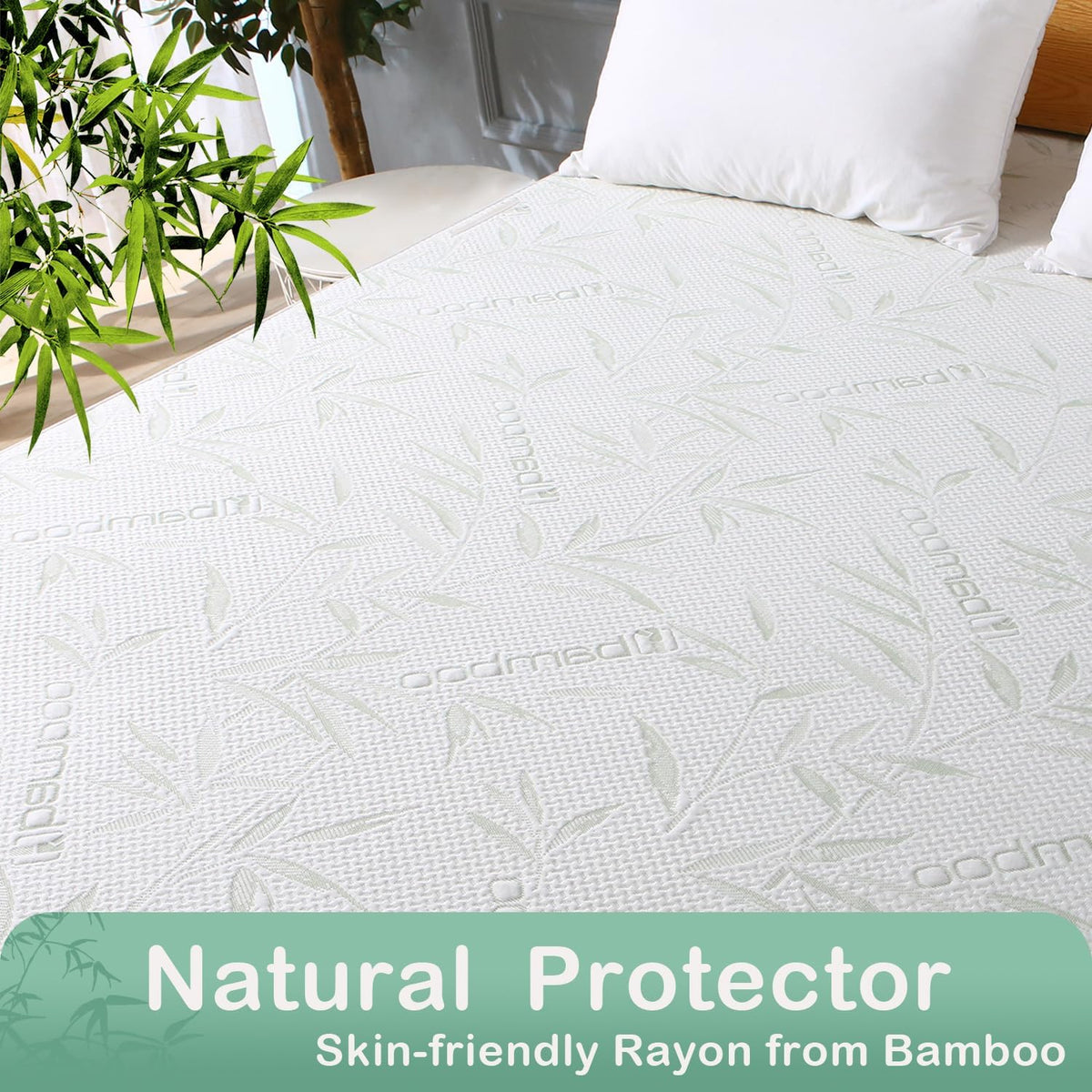 Twin XL Mattress Protector Waterproof Mattress Pad Washable Bamboo Rayon Mattress Cover Breathable