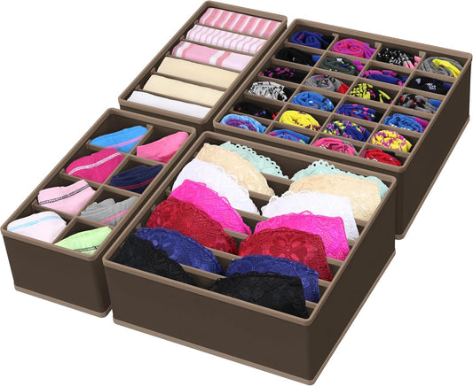Simple Houseware 4-Pack Drawer Organizer Set - Closet Dividers for Underwear, Socks, Bras, Scarves