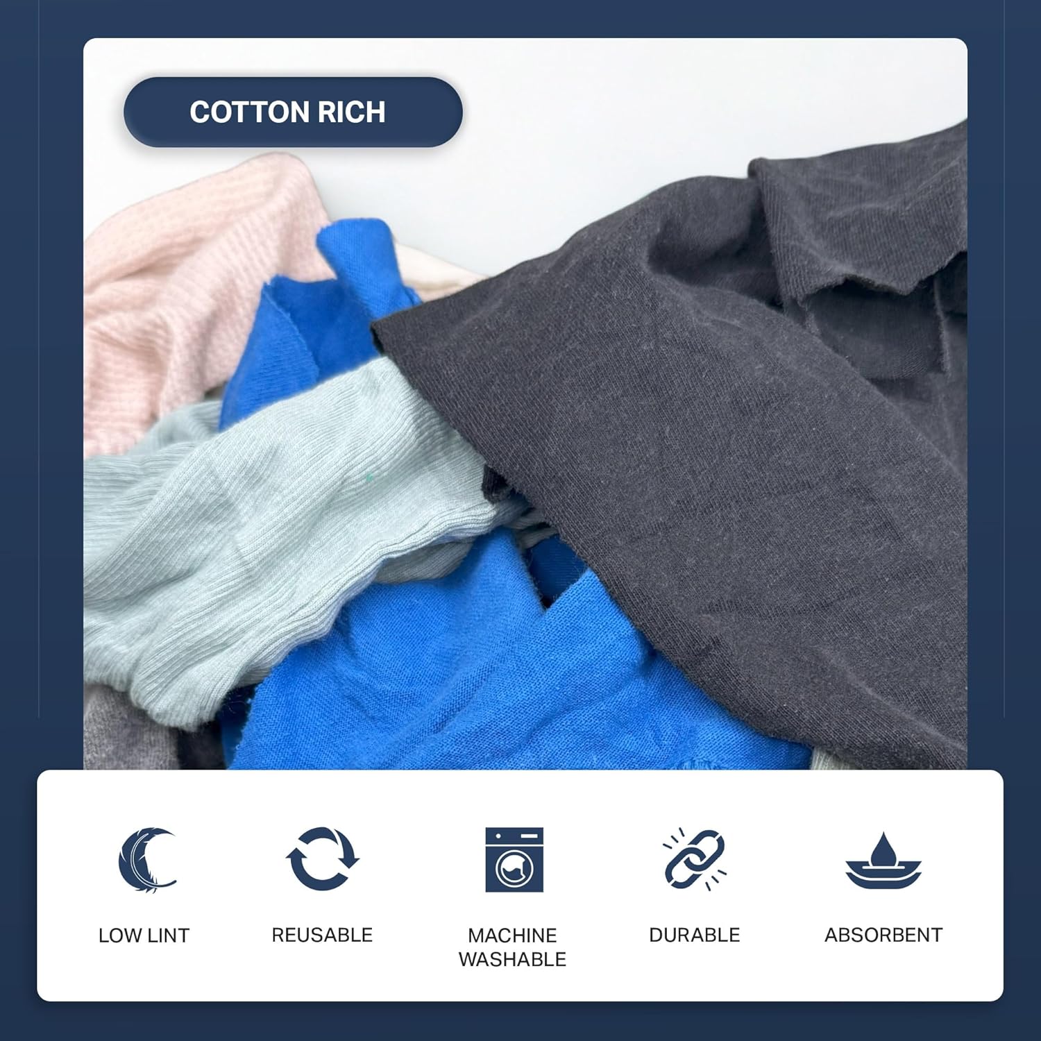 Angel-in-Armor Colored T-Shirt Rags – 25lb Bulk Box of Recycled Cotton Knit Shop Rags – Low Lint