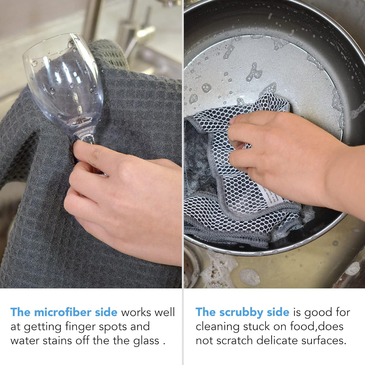 KinHwa Kitchen Washcloths for Dishes Absorbent Microfiber Dish Cloths Quick Dry Dish Rags with Poly