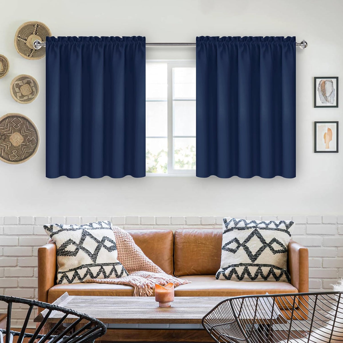 DWCN Short Curtains for Bathroom Windows 36 inches Length 2 Panels Set, Half Window Blackout