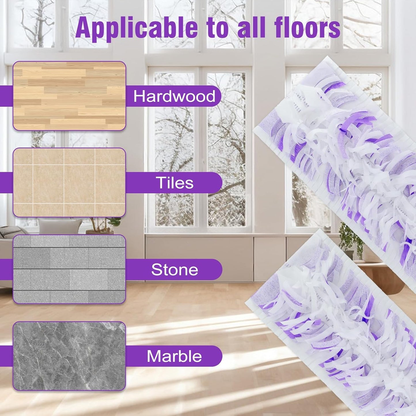 20 Pack Power Mop Refills Pad Compatible with Swiffer Power Mop Multi-Surface &Wood Mopping Pad