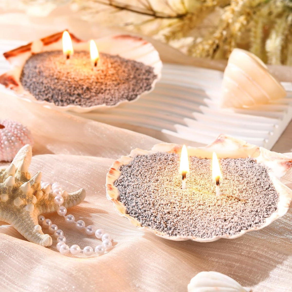 MTLEE Candle Sand 3.3 lb DIY Pearled Candle Making Kit Included 20 Pcs Wicks and Refillable Beaded