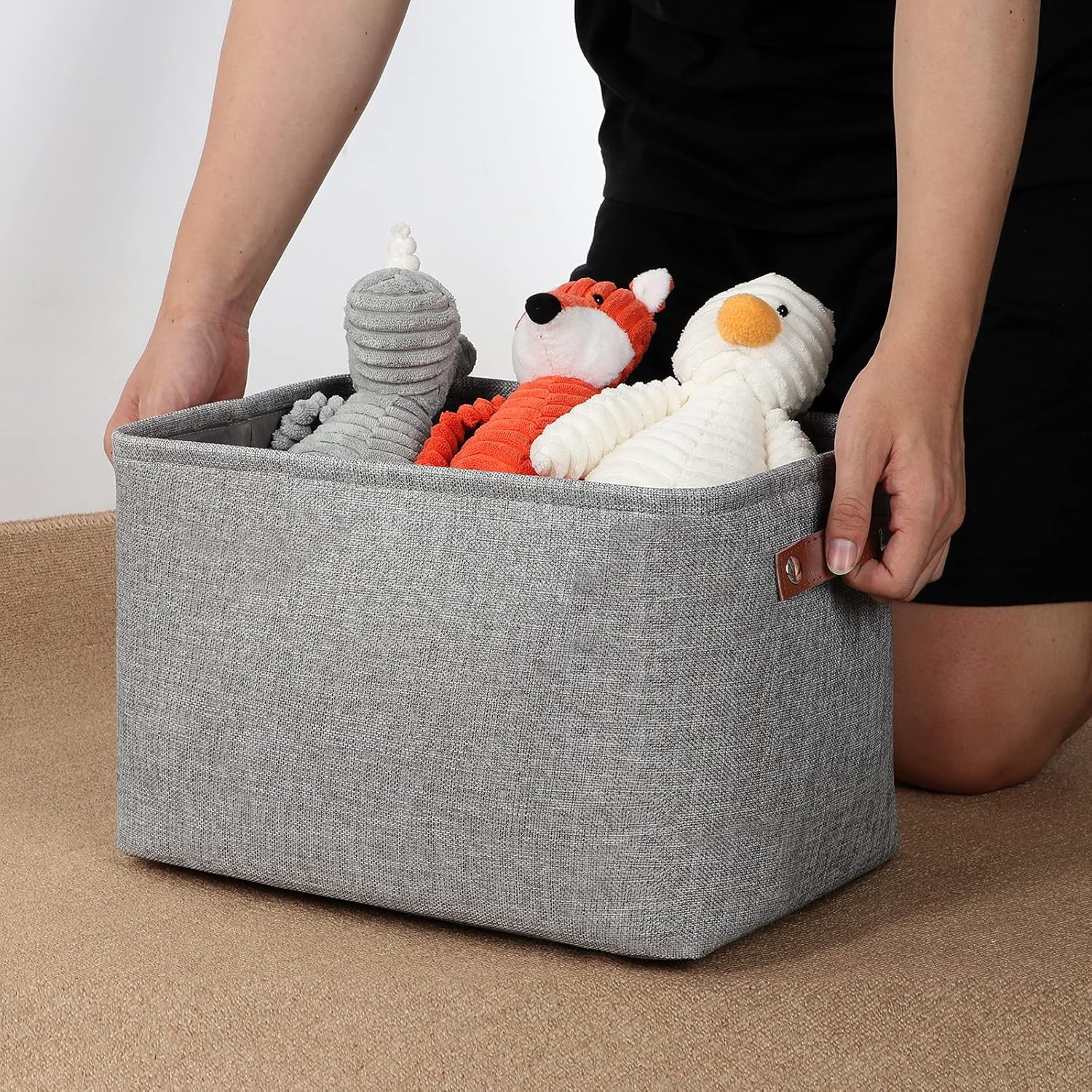DULLEMELO Medium Storage Baskets for Organizing, Rectangular Fabric Storage Bins Collapsible