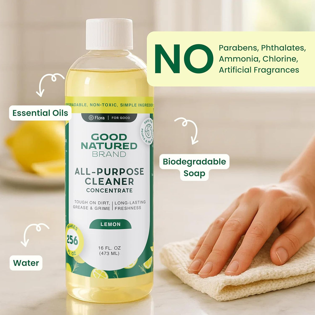 Good Natured Brand All-Purpose Cleaner Concentrate | Multi-Surface Cleaner | Natural Lemon