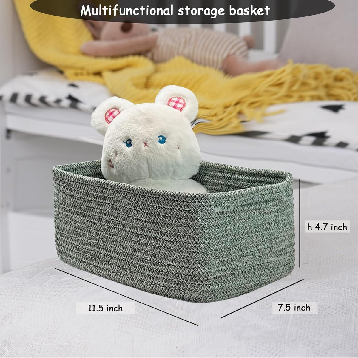 COMFY-HOMI 11.5"x7.5"x4.7" Storage Baskets for Organizing | Cotton Rope Woven Basket | Toy Storage