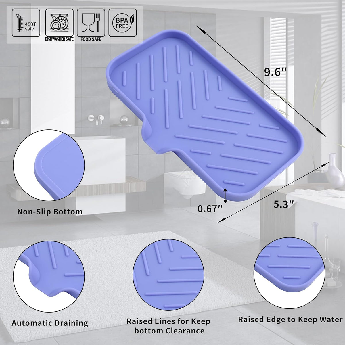 Silicone Bathroom Soap Dishes with Drain Spout-Bathroom and Kitchen Sink Organizer,Sponge