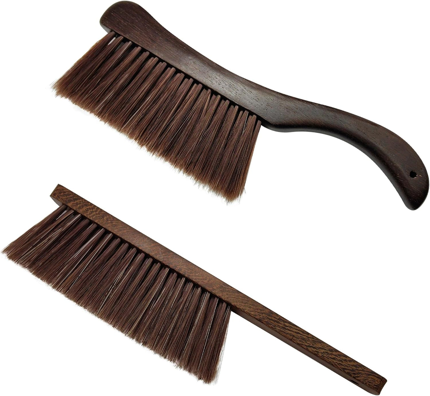 2 Pcs Wooden Hand Broom Brush, Dust Bench Brush Whisk Broom Soft Bristle Brush for Car Bed