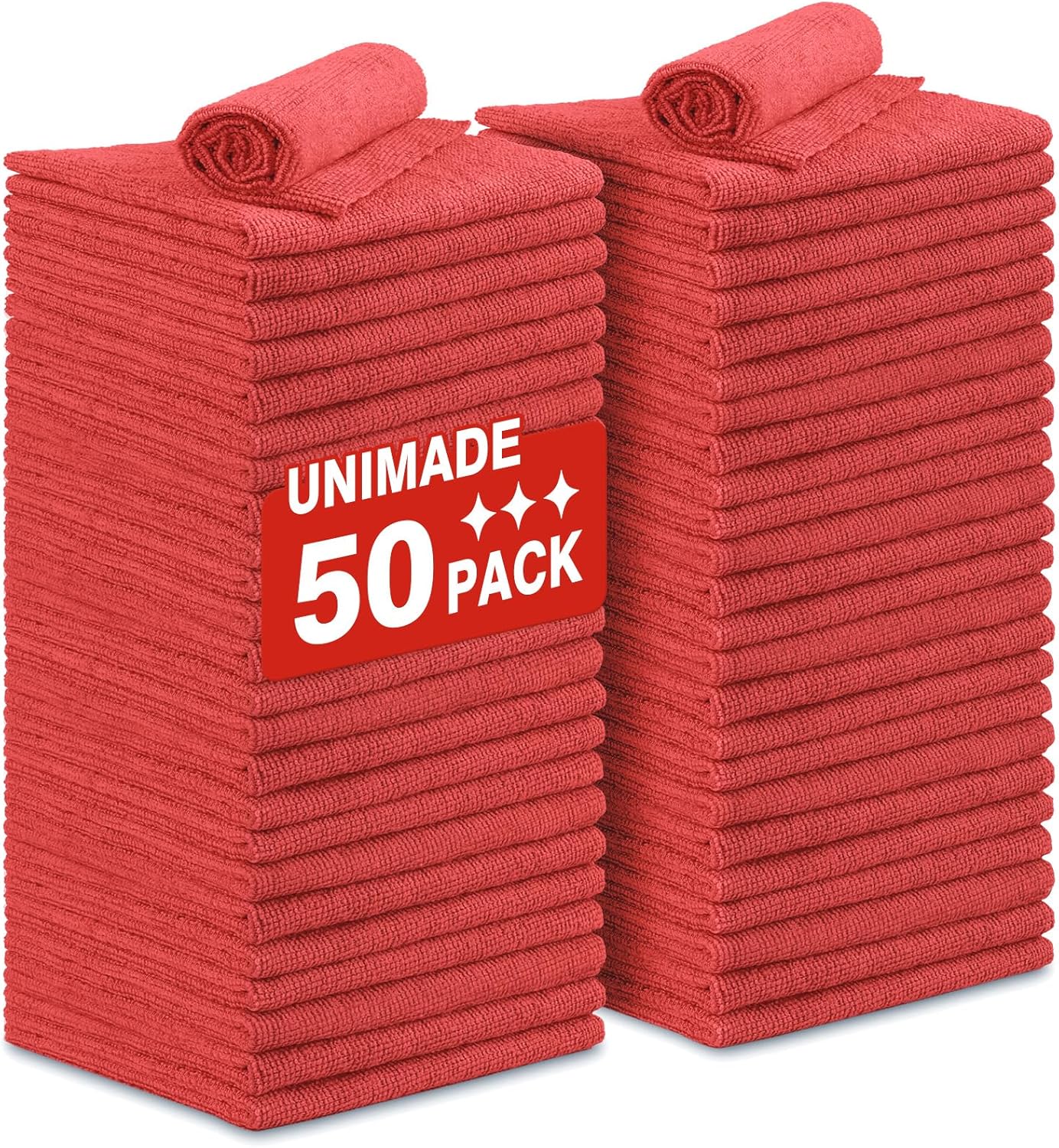 Shop Towels Rags, 50 Pack Reusable Shop Rags Bulk Microfiber Cleaning Cloth Lint Free Cleaning