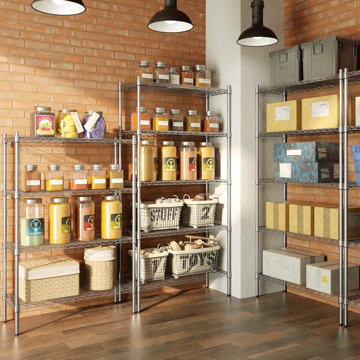 Auslar 5-Shelf Storage Shelves Heavy Duty 5 Tiers Standing Large Shelving Units Adjustable Metal