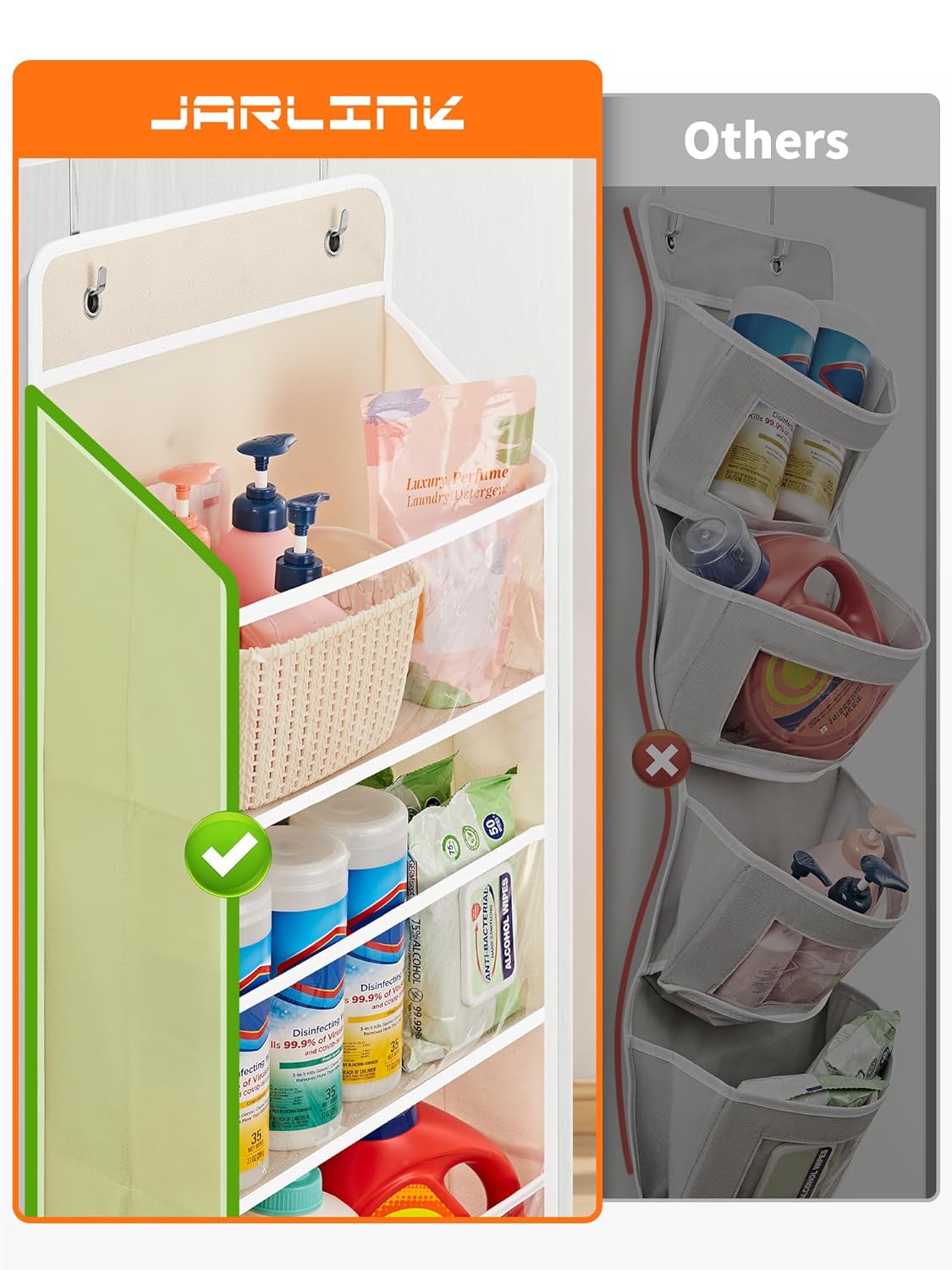 JARLINK 2 Pack Toy Stuffed Animal Storage, Over The Door Organizer W/Clear View Windows, 44lb Load