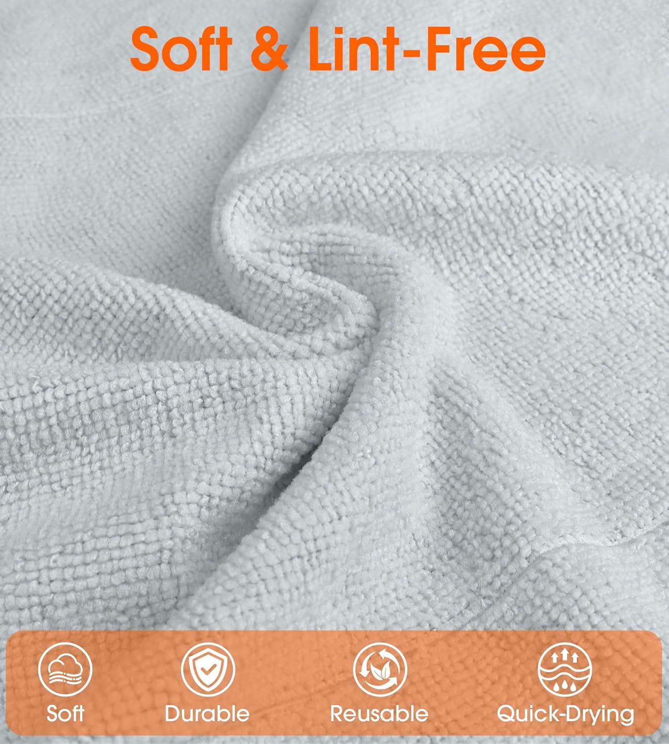 Roll of Microfiber Cleaning Cloth –100 Pack, Tear Away Microfiber Towels, Reusable, Washable