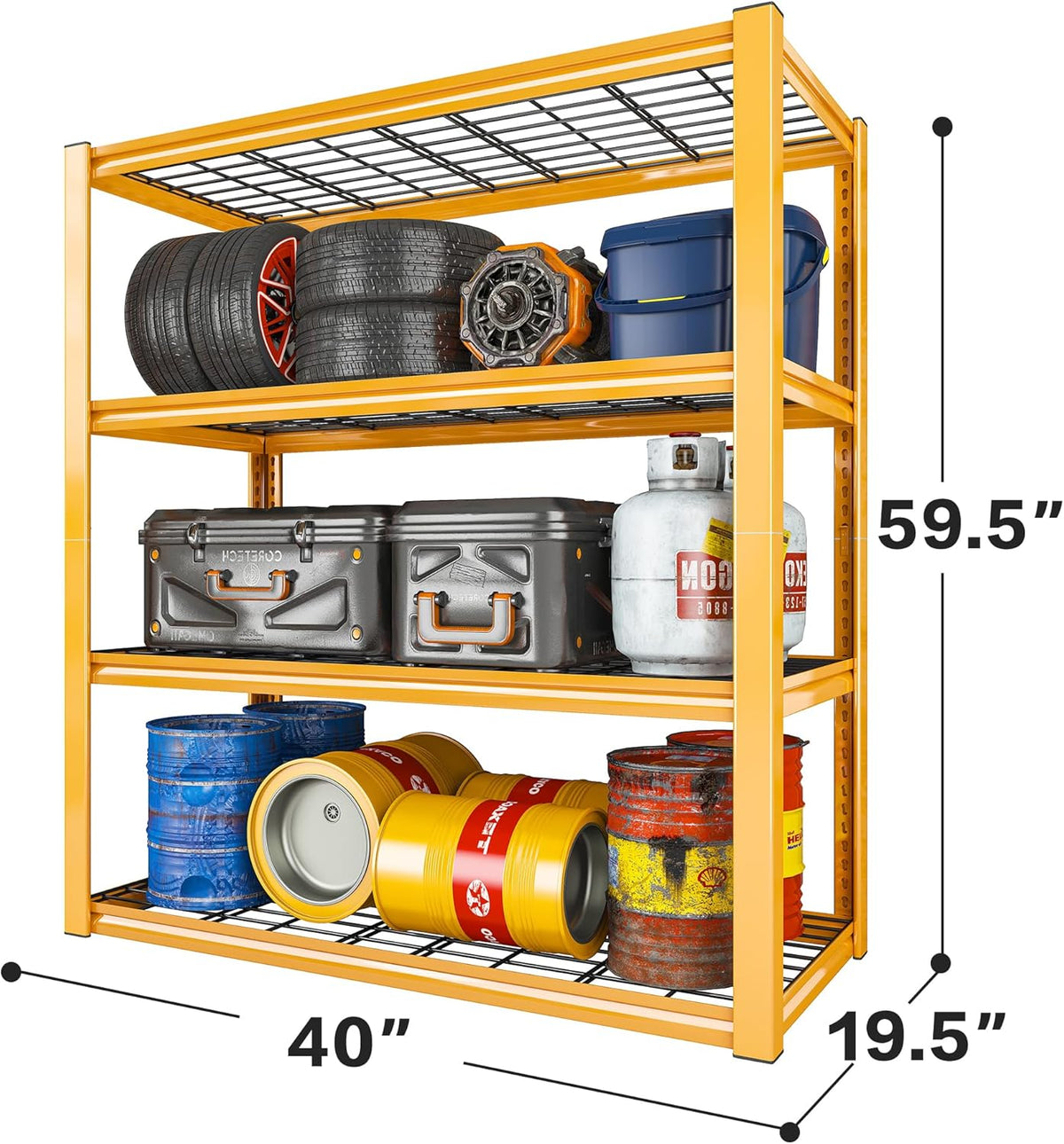 REIBII 40" W Garage Shelving 2240 LBS Storage Shelves Adjustable Heavy Duty Shelving 4 Tier Metal
