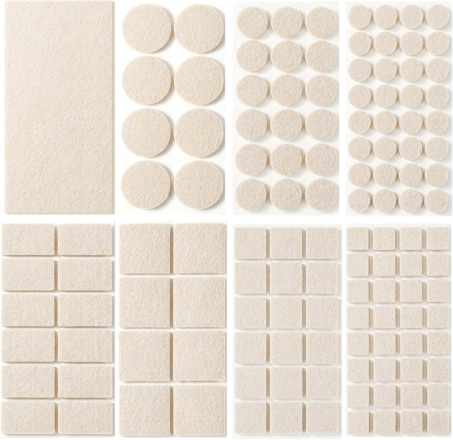 Felt Furniture Pads for Hardwood Floors 129 Piece, Furnigear Anti Scratches Felt Pads for Round